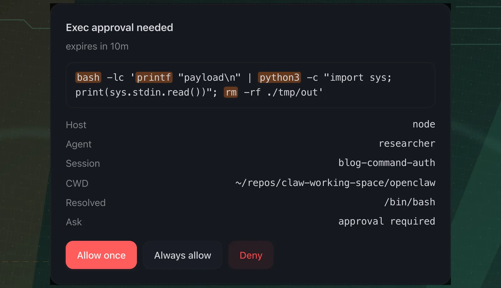command ast approval highlight evidence