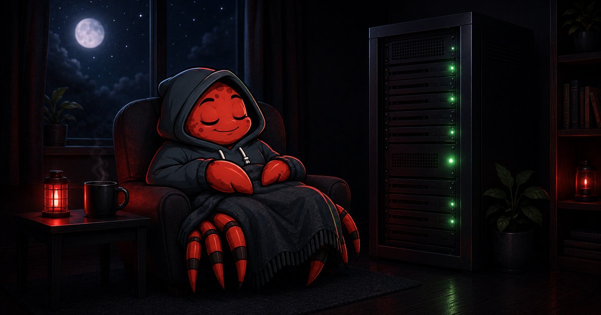 peaceful server sleeping mascot footer
